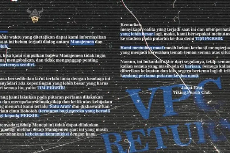 Sikap Menepi Berakhir, Viking Persib Club Akan Kembali Dukung Maung Bandung di Stadion