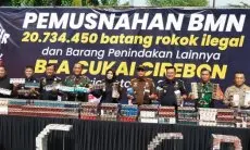 20 Juta Batang Rokok Ilegal Dimusnahkan Bea Cukai Cirebon