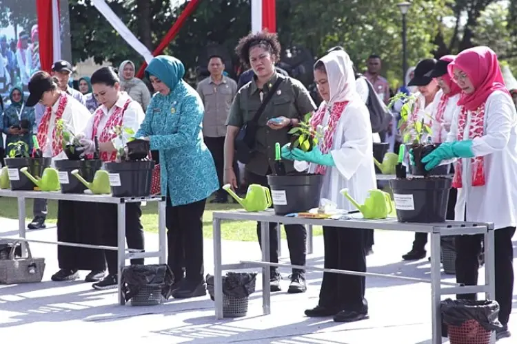 Tekan Laju Inflasi, Iriana Jokowi Tanam Bibit Pohon Cabai di Cibinong