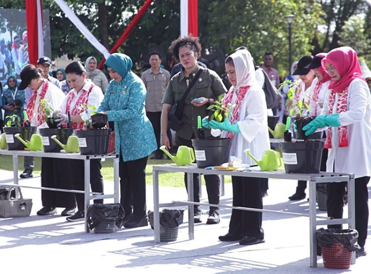 Tekan Laju Inflasi, Iriana Jokowi Tanam Bibit Pohon Cabai di Cibinong