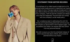 Mengejek Jimin BTS, Agensi Geffen Records yang Bekerja dengan HYBE Minta Maaf
