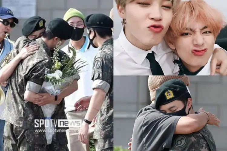 Lama Tak Bertemu Karena Wajib Militer, Jimin dan V BTS Langsung Berpelukan saat Menjemput Jin Keluar Wamil