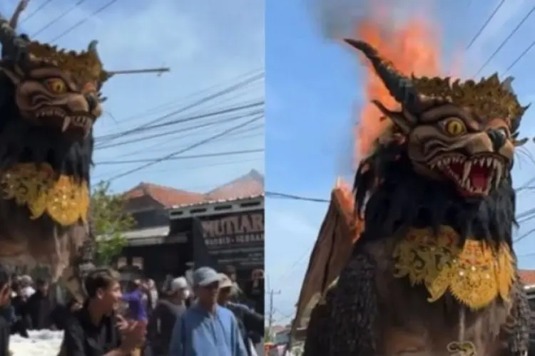Nyalakan Flare Saat Karnaval, Pria Ini Buat Ogoh-ogoh Terbakar