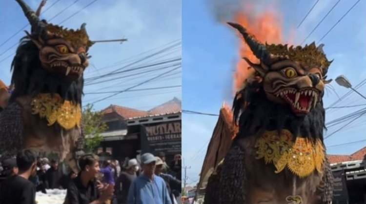 Nyalakan Flare Saat Karnaval, Pria Ini Buat Ogoh-ogoh Terbakar