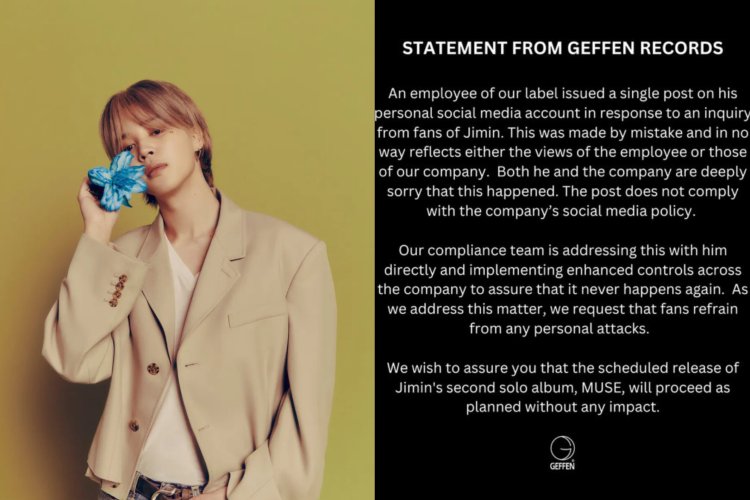 Mengejek Jimin BTS, Agensi Geffen Records yang Bekerja dengan HYBE Minta Maaf
