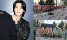 Banyak Penggemar Protes Kirim Karangan Bunga ke Depan Geduh HYBE Meminta Suga BTS untuk Keluar dari Grup