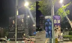 ARMY Internasional Pasang Spanduk Suga BTS di Depan Gedung HYBE Sebagai Bentuk Dukungan