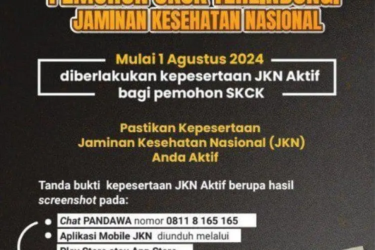 Per 1 Agustus 2024, Pemohon SKCK Wajib Aktif JKN