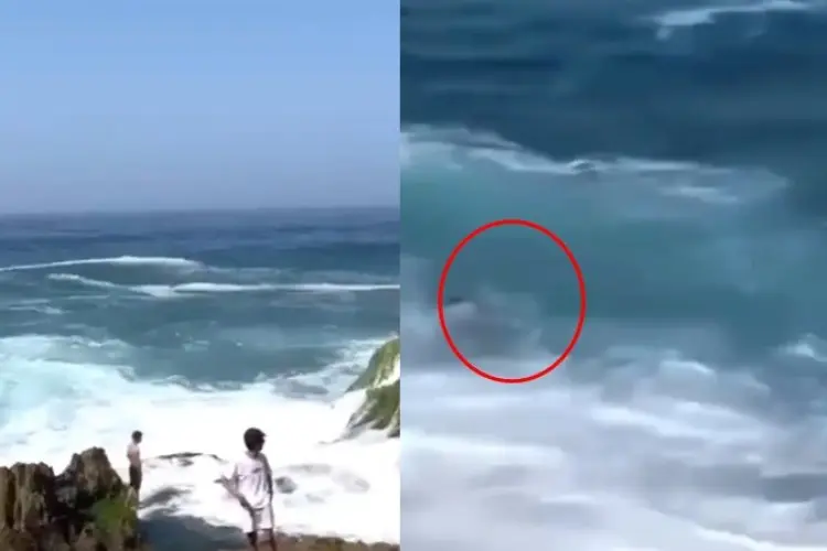 Viral Detik-detik Pemuda Terseret Ombak di Pantai Kedung Tumpang, Tubuhnya Terombang-ambing di Lautan