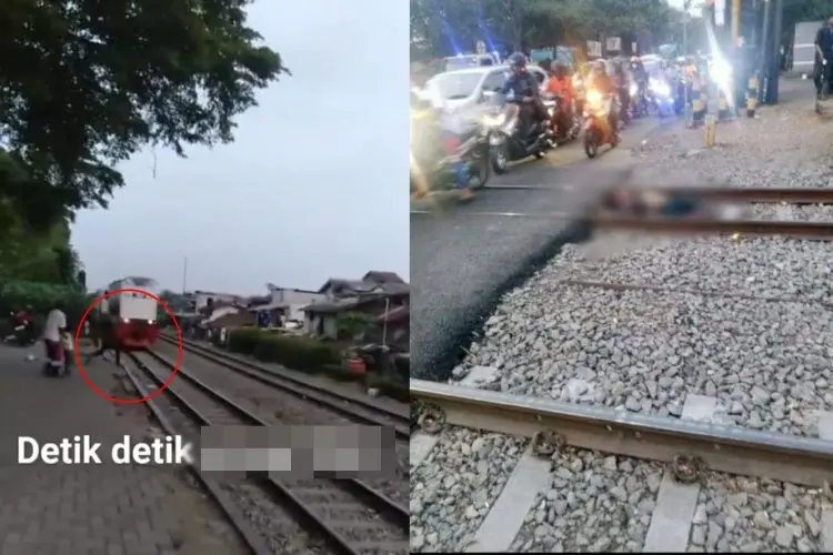 Diduga Bunuh Diri, Detik-detik Pria Tewas Tertabrak Kereta Api di Rel Laswi Bandung Viral