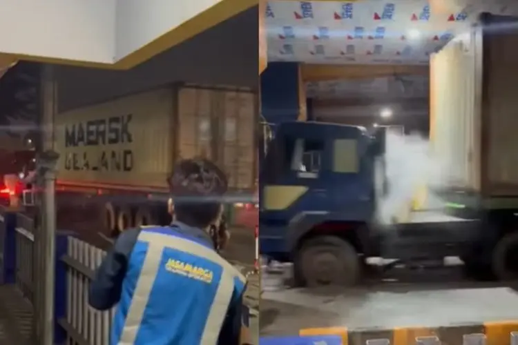 Viral Detik-detik Truk Peti Kemas Tabrak Sejumlah Kendaraan di Tol Tanjung Medan