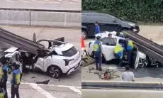Kecelakaan di Tol Desari, Mobil Mitsubishi XForce Tabrak Truk Bermuatan Besi