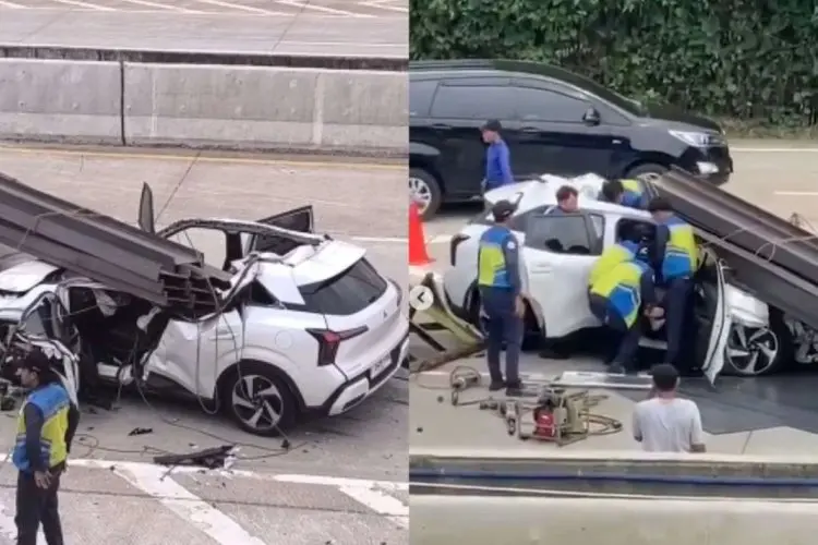 Kecelakaan di Tol Desari, Mobil Mitsubishi XForce Tabrak Truk Bermuatan Besi
