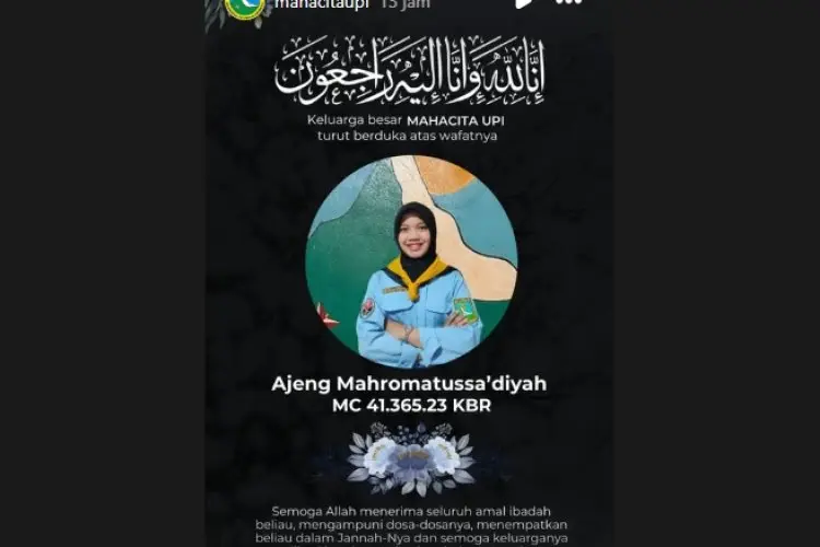 Mahacita UPI Berduka atas Kematian Ajeng Mahromatussadiyah Mahasiswi yang Ditemukan Tewas di Gymnasium