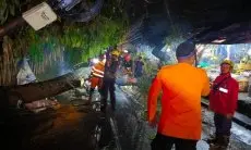 Pohon Tumbang Timpa Kios dan Tutup Akses Jalan di Cimahpar 