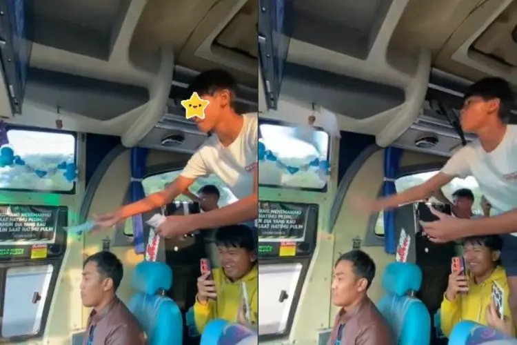 Viral Aksi Pemuda Nyawer di Bus, Aksi Sopir yang Tetap Fokus Mengemudi Jadi Sorotan