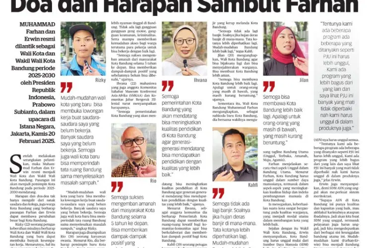 Doa dan Harapan Warga Kota Bandung Sambut Kepemimpinan Muhammad Farhan