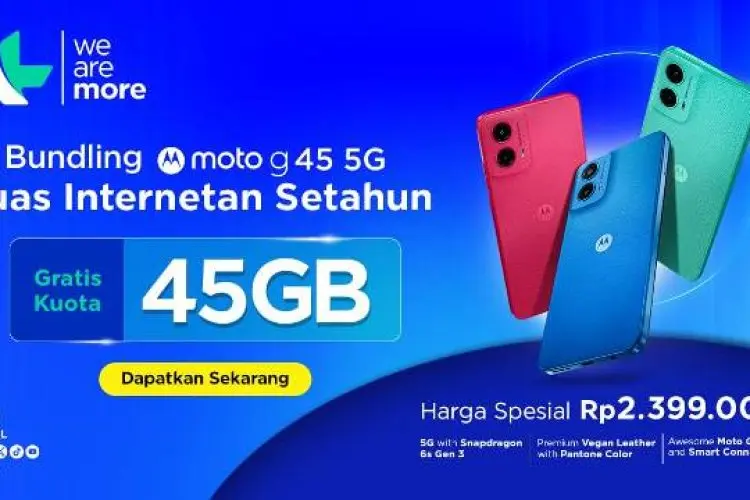 XL Axiata dan Motorola Luncurkan Bundling Moto G45 5G, Tawarkan Bonus Kuota 45GB Setahun