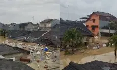 Banjir Rendam Villa Nusa Indah Bekasi hingga Hampir Menutup Atap Rumah