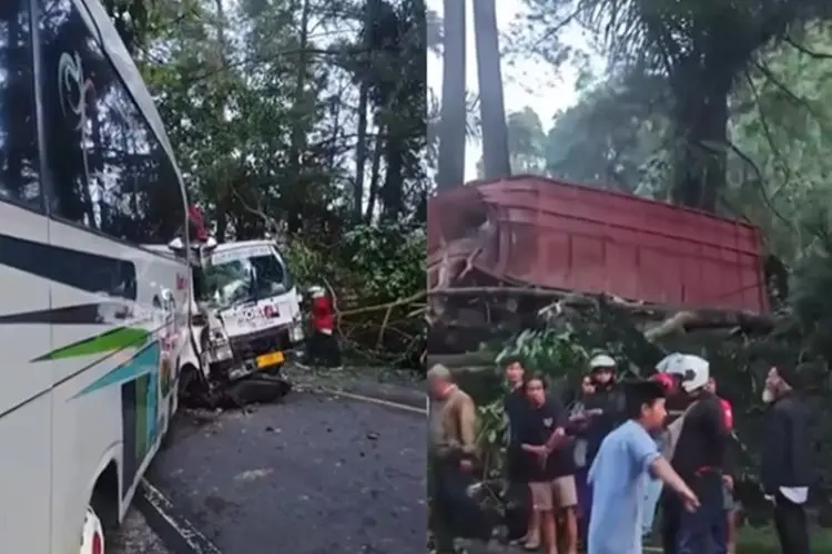 5 Kendaraan Terlibat Kecelakaan Beruntun di Jalan Raya Cianjur - Cipanas