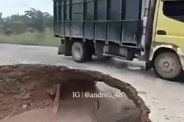 Viral Detik-detik Jalan di Perkebunan Sawit Ambles, Dua Mobil Berhasil Selamat