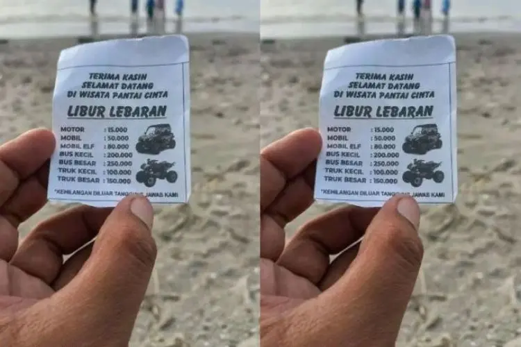 Tarif Parkir di Wisata Pantai Cinta Jadi Sorotan, Warganet Pertanyakan Keamanan Kendaraan