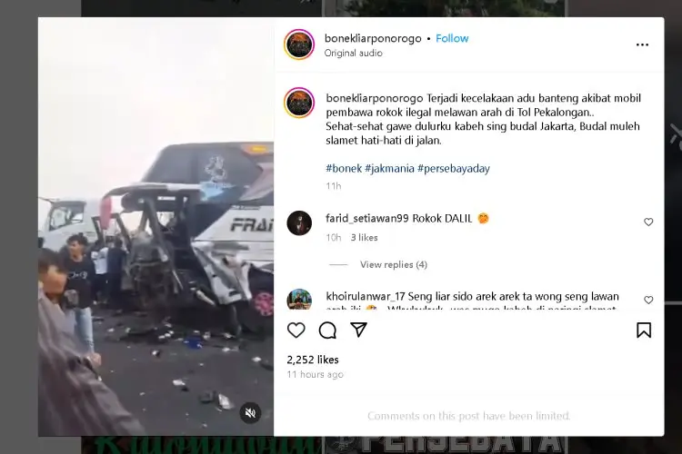 Bus Pembawa Suporter Persebaya Alami Kecelakaan Mengerikan di Tol Pekalongan