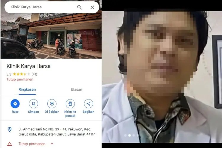 Tutup Permanen! Klinik Tempat Dokter Kandungan di Garut yang Diduga Lecehkan Pasien Dapat Ulasan Buruk di Google