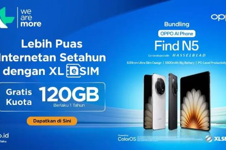 Wujudkan Gaya Hidup Digital, XLSMART Hadirkan Bundling eSIM Eksklusif untuk OPPO Find N5 dan Samsung Galaxy Tab S10 FE/+