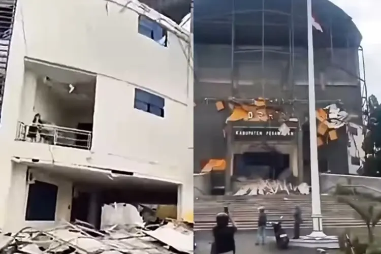 Gedung DPRD Pesawaran Roboh Saat Salat Jumat, Warga Pertanyakan Anggaran dan Desak Investigasi