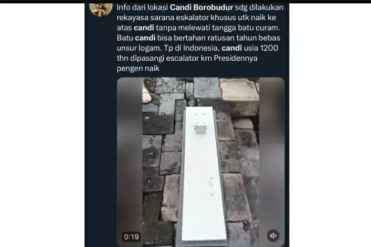 Viral Video Dugaan Pemasangan Eskalator di Candi Borobudur agar Prabowo Bisa Naik