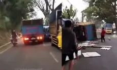 Viral Detik-detik Kecelakaan Maut di Cianjur, Truk Diduga Alami Rem Blong