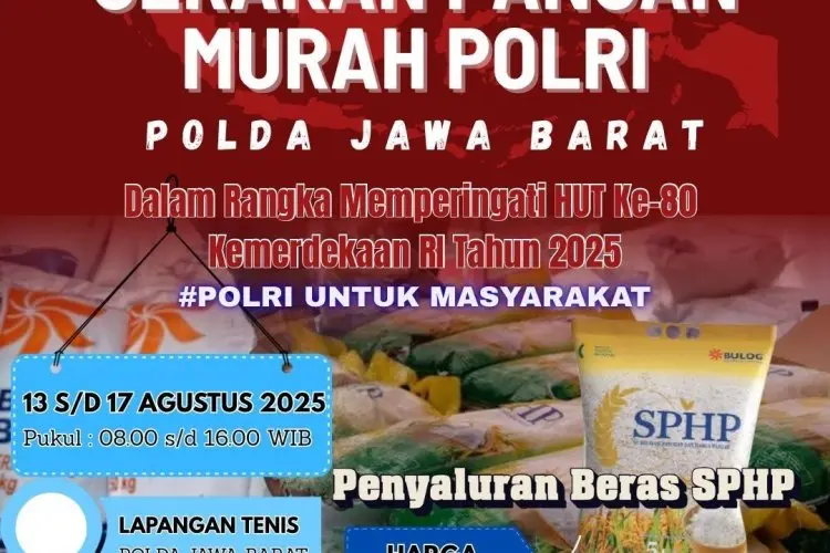 Polda Jabar Gelar Gerakan Pangan Murah, Salurkan Beras SPHP Harga Terjangkau