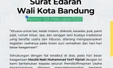 Maulid Nabi Muhammad SAW 1447 H, Pemkot Bandung Larang Tempat Hiburan Beroperasi