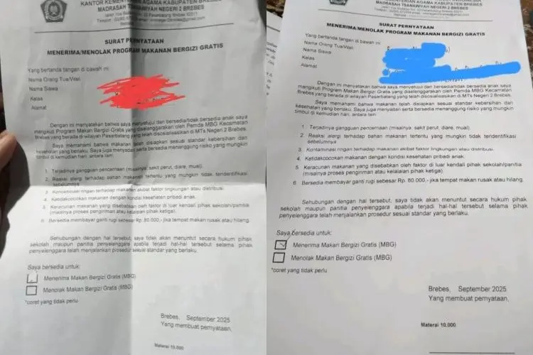 Viral Surat Orang Tua Tanggung Jawab Jika Anak Keracunan Program MBG, BGN Buka Suara