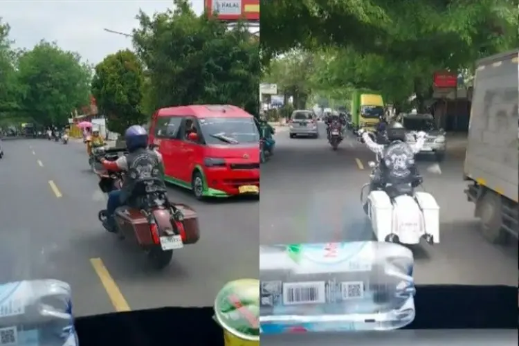 Viral Sopir Truk Cuek saat Rombongan Moge Harley-Davidson Bunyi Sirene