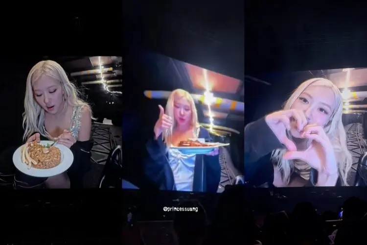 Beda dari Member Lain, Rose BLACKPINK Sibuk Makan Nasi Goreng dan Sate di Bawah Panggung Konser di Jakarta