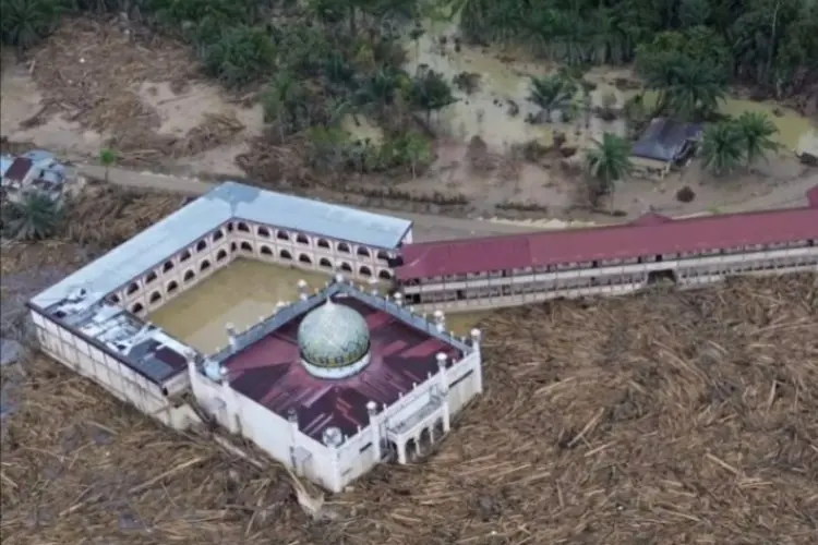 Pesantren di Aceh Tamiang Jadi “Benteng” Alami Saat Banjir Bandang, Ribuan Kayu Gelondongan Menumpuk