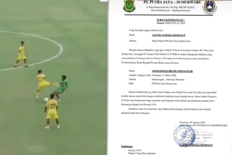 PS Putra Jaya Pecat Pemain Usai Insiden Keras di Liga 4 Jatim, Resmi Minta Maaf ke Perseta 1970