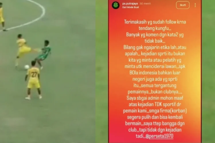 Unggahan Instagram PS Putra Jaya Dinilai Picu Emosi Warganet Usai Kasus Tendangan Kungfu di Liga 4