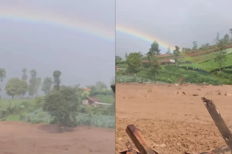 Viral Kemunculan Pelangi di Lokasi Longsor Pasirlangu Bandung Barat, Warganet Singgung soal Pertanda Baik