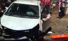 Mobil Sigra ‘Terbang’ Tabrak Trotoar di Soekarno Hatta  Bandung, 4 Orang Luka Ringan