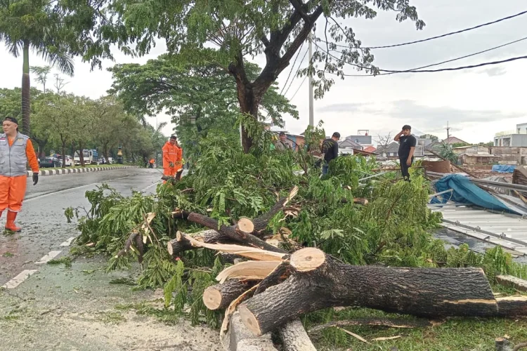 Foto: Stadion Pakansari Porak-poranda Diterjang Angin Puting Beliung