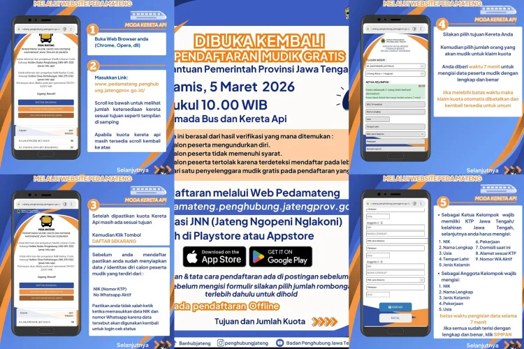 Ini Cara Daftar Mudik Gartis 2026 Badan Penghubung Jateng dengan Kereta Api