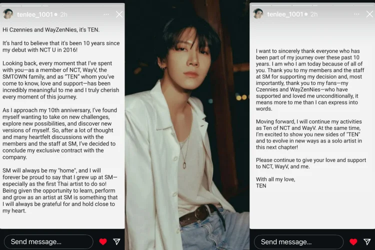 Usai Mark, Ten Umumkan Keluar dari SM Namun Tetap di Grup NCT dan WayV