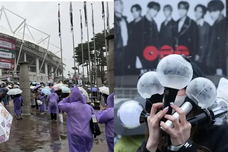 BTS Konser di Tengah Guyuran Hujan Deras, Penggemar Kompak Pakai Jas Hujan Ungu