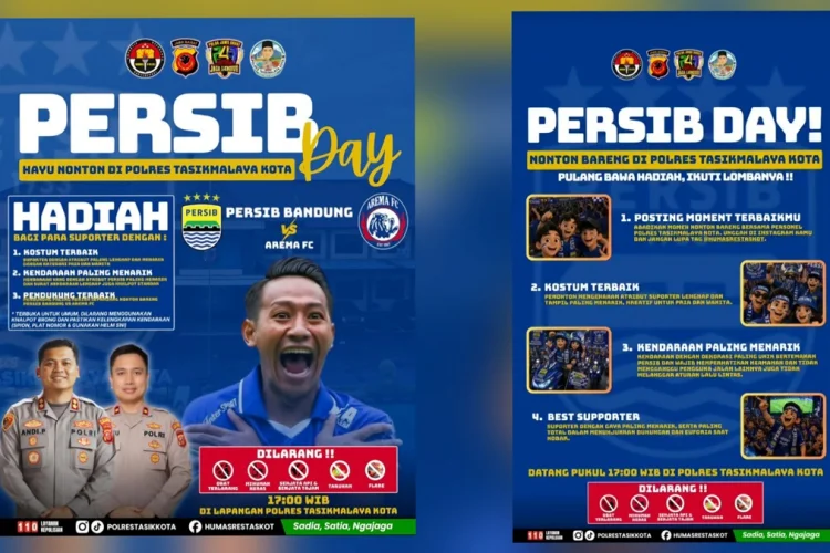Dukung Persib di Puncak, Polres Tasikmalaya Kota Fasilitasi Nobar Bareng Suporter