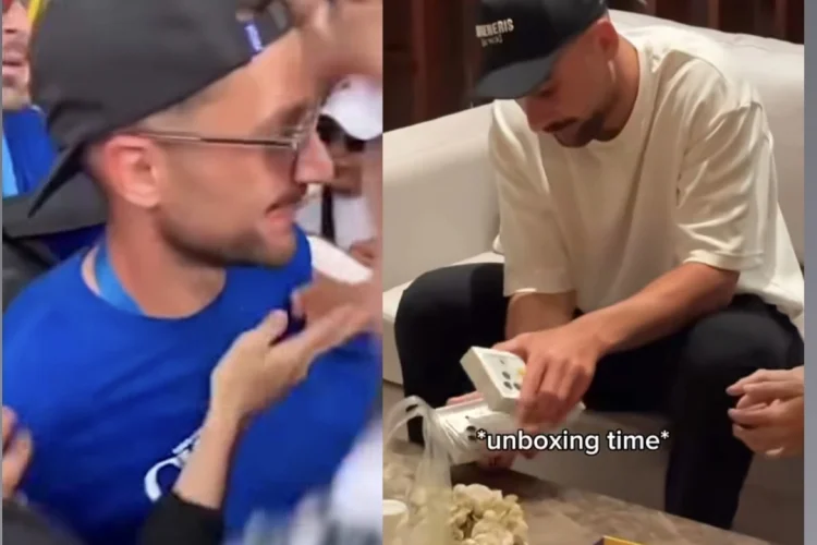Frans Putros Langsung "Unboxing" HP Baru Usai Kemalingan saat Konvoi Persib