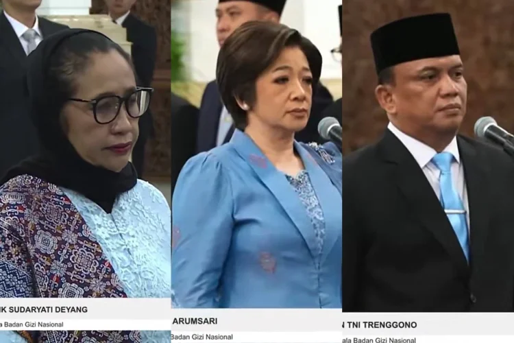 Nanik, Agustina dan Trenggono Resmi Dilantik jadi Ketua dan Wakil Ketua BGN Baru Hari