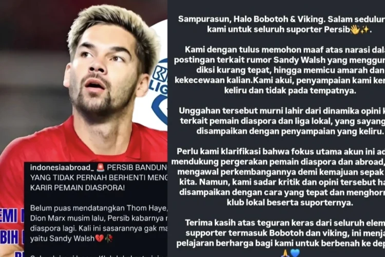 Sempat Tuding Persib Ganggu Karier Diaspora, Akun Indonesia Abroad Minta Maaf